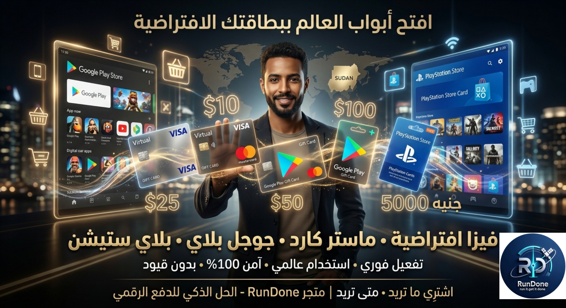 فيزا افتراضية في السودان 2026 | إصدار فوري بدون حساب بنكي - RunDone